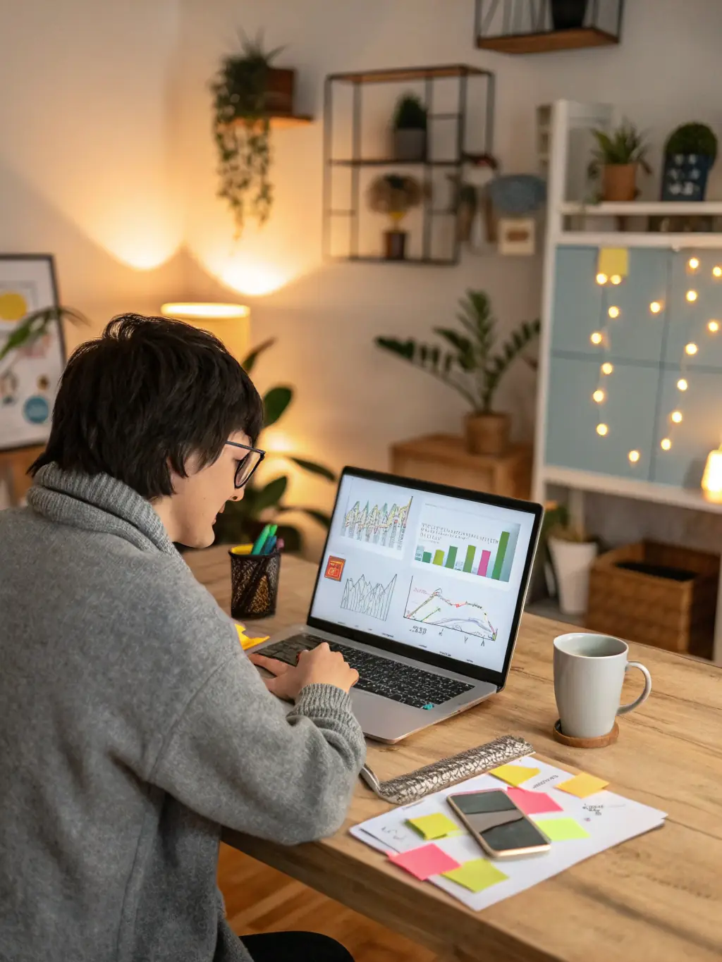 An image of a person carefully managing a budget spreadsheet on a laptop, with graphs and charts illustrating financial planning for an event.